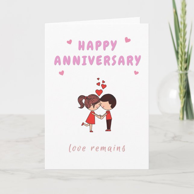 Tarjeta de Feliz Aniversario para Pareja Roja (Anverso)