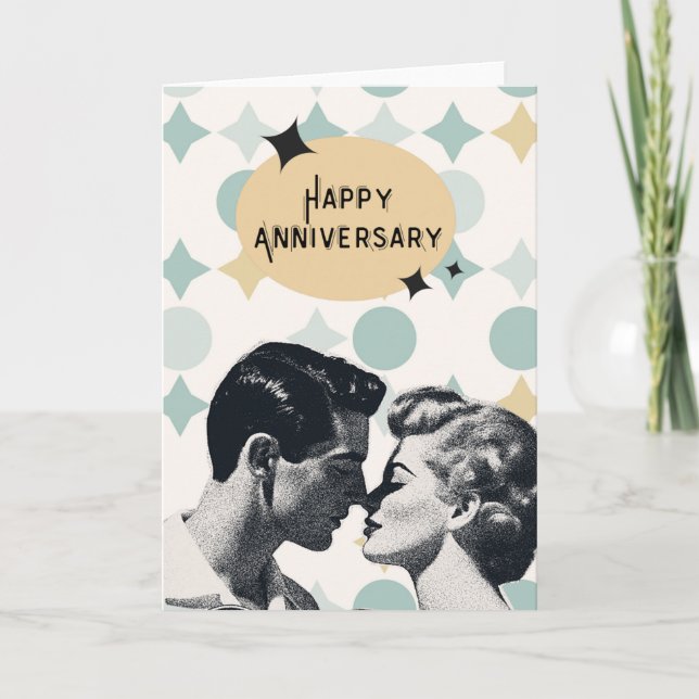 Tarjeta de Feliz Aniversario Retro de Mitad de Sig (Anverso)