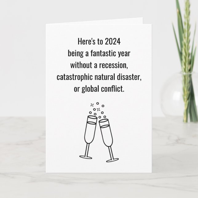 Tarjeta de Feliz Año Nuevo 2024 de Funny Editable (Anverso)