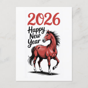 Tarjeta de Feliz Año Nuevo 2026 Ilustración de Cab
