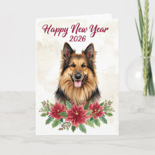 Tarjeta de Feliz Año Nuevo 2026 para Perro
