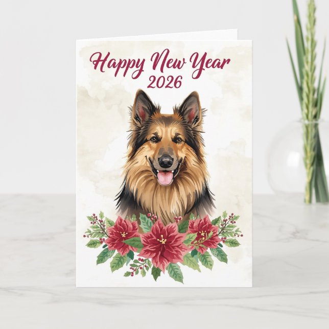 Tarjeta de Feliz Año Nuevo 2026 para Perro (Anverso)