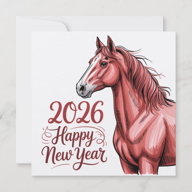 Tarjeta de Feliz Año Nuevo 2026 – Zodiaco Chino (Anverso)