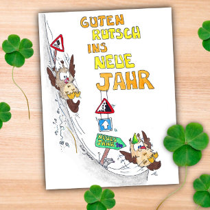 Tarjeta de Feliz Año Nuevo alemán GUTEN RUTSCH