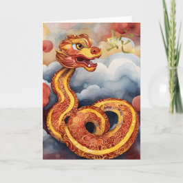 Tarjeta de Feliz Año Nuevo Chino de la Serpiente