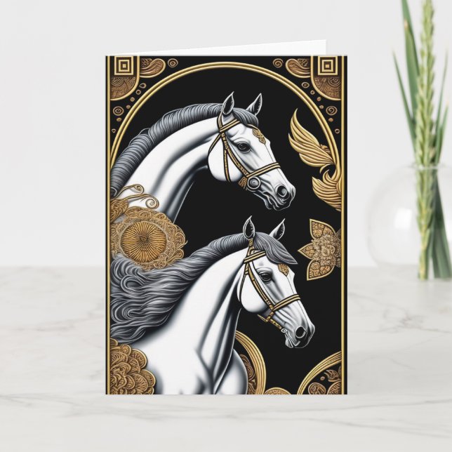 Tarjeta de Feliz Año Nuevo Chino del Caballo (Anverso)
