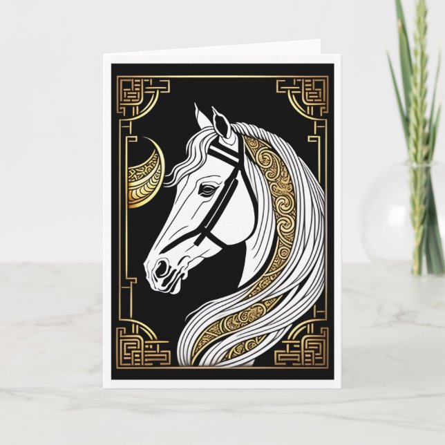 Tarjeta de Feliz Año Nuevo Chino del Caballo (Anverso)