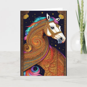 Tarjeta de Feliz Año Nuevo Chino del Caballo