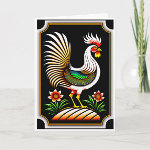 Tarjeta de Feliz Año Nuevo Chino del Gallo