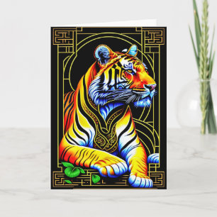 Tarjeta de Feliz Año Nuevo Chino del Tigre