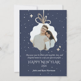 Tarjeta de Feliz Año Nuevo con Adorno de Foto