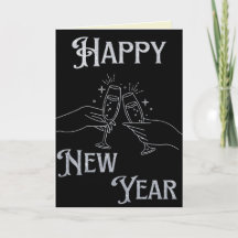 Tarjeta de Feliz Año Nuevo con Brillo de Champagne