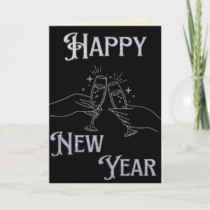 Tarjeta de Feliz Año Nuevo con Brillo de Champagne