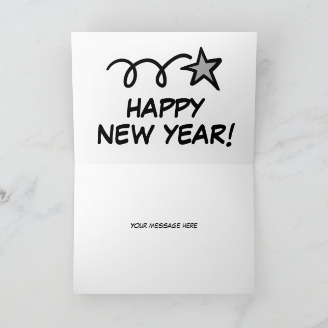 Tarjeta de Feliz Año Nuevo con estrella fugaz (Interior)