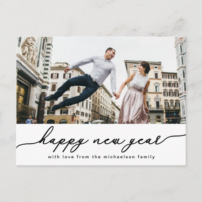 Tarjeta de Feliz Año Nuevo con foto 2020 Script (Anverso)