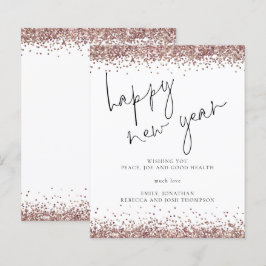Tarjeta de Feliz Año Nuevo con Purpurina de Oro Ro