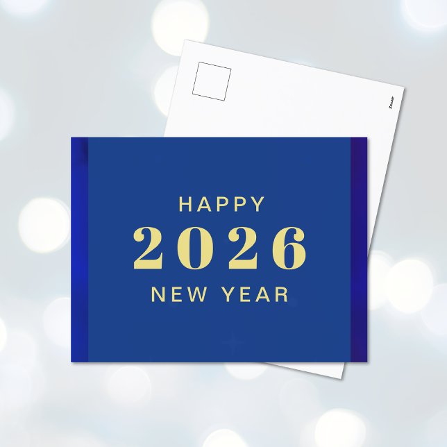 Tarjeta de Feliz Año Nuevo con texto personalizado (Happy New Year Custom Text Holiday Postcard (front and back))