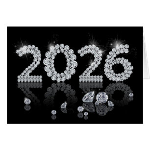 Tarjeta de Feliz Año Nuevo de Lujo 2026 Diamantes