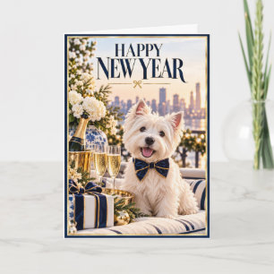 Tarjeta de Feliz Año Nuevo de Westie en NYC