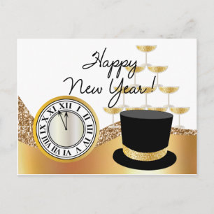 Tarjeta de Feliz Año Nuevo Dorado