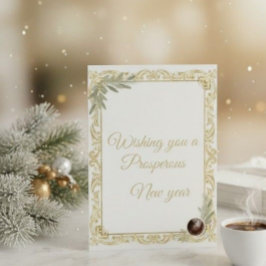 Tarjeta de Feliz Año Nuevo elegante con hoja de or