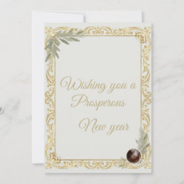 Tarjeta de Feliz Año Nuevo elegante con hoja de or