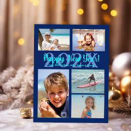 Tarjeta de Feliz Año Nuevo familiar con varias fot