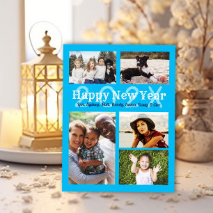 Tarjeta de Feliz Año Nuevo familiar con varias fot