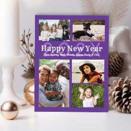 Tarjeta de Feliz Año Nuevo familiar con varias fot