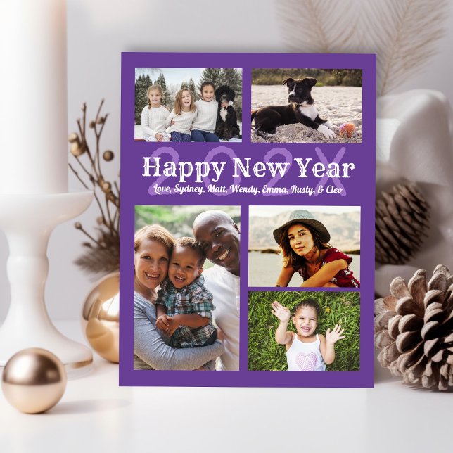 Tarjeta de Feliz Año Nuevo familiar con varias fot (Subido por el creador)