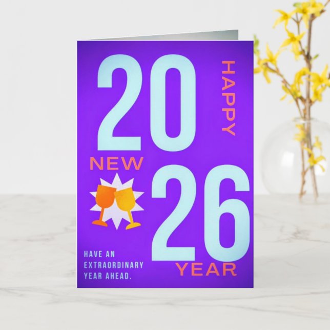 Tarjeta de Feliz Año Nuevo – Fiesta Navideña (flor amarilla)