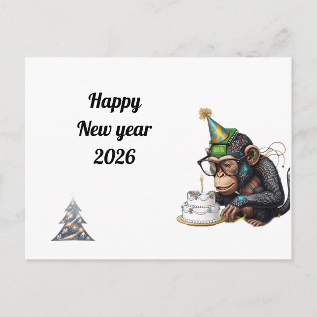 Tarjeta de Feliz Año Nuevo Ingeniosa (Anverso)