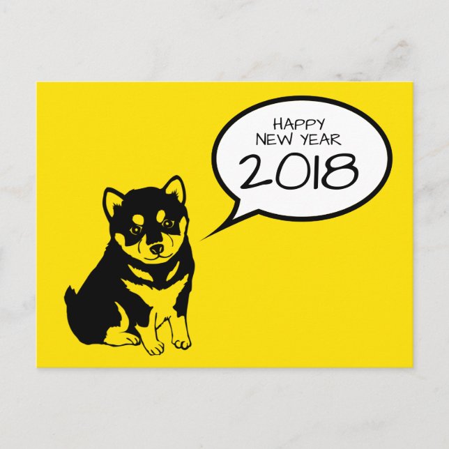 Tarjeta de Feliz Año Nuevo para cachorro (Anverso)