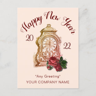 Tarjeta de Feliz Año Nuevo para Negocio de Reloj A