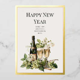 Tarjeta de Feliz Año Nuevo Personalizada con Hoja 