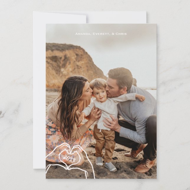 Tarjeta de Feliz Año Nuevo Vertical con 5 Fotos (Anverso)