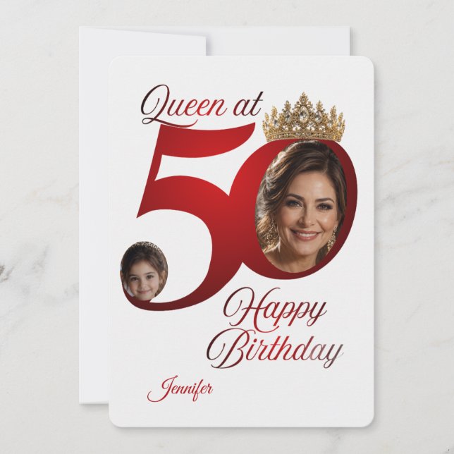 Tarjeta de Feliz Cumpleaños 50 Personalizada con F (Anverso)