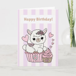 Tarjeta de Feliz Cumpleaños a Niña Llama Linda