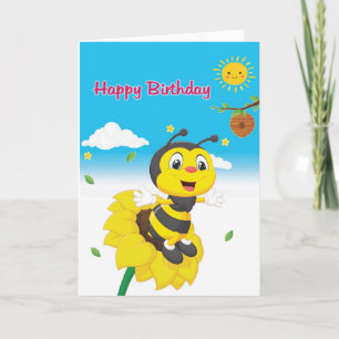 Tarjeta de Feliz Cumpleaños Abeja para Niños