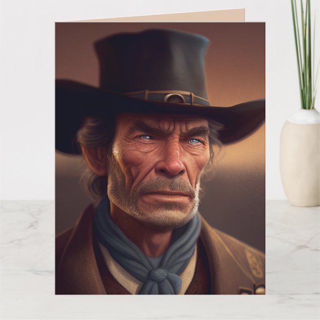 Tarjeta de Feliz Cumpleaños Arte de Chico Fuerte V (Anverso)