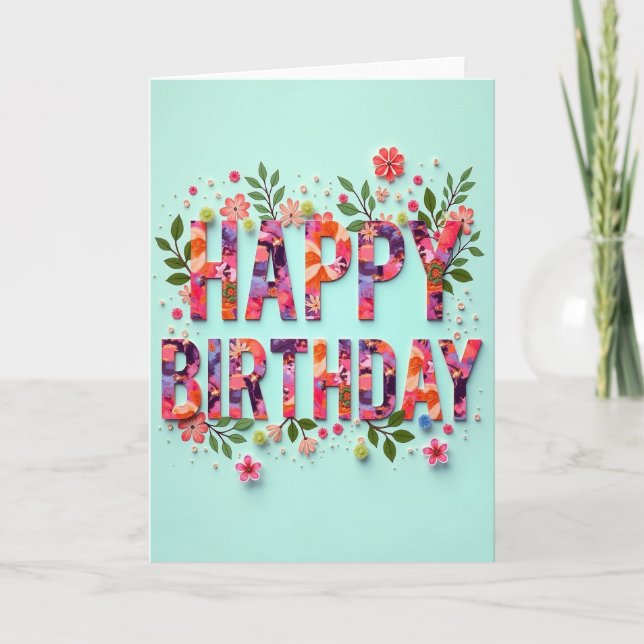Tarjeta de Feliz Cumpleaños Botánico (Anverso)