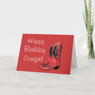 Tarjeta de Feliz Cumpleaños Botas de Vaquera Rojas