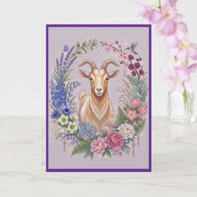 Tarjeta de Feliz Cumpleaños Capricornio Año de la  (Orquídea)