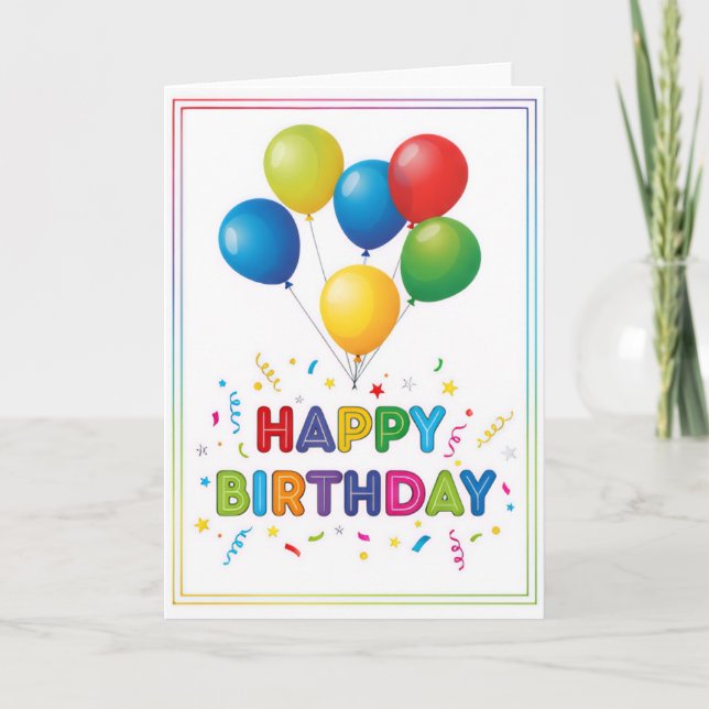 Tarjeta de Feliz Cumpleaños Celebración de Globo d (Anverso)