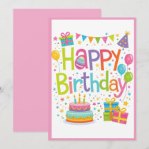 Tarjeta de Feliz Cumpleaños Colorida