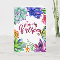 Tarjeta de Feliz Cumpleaños Colorida Acuarela Sucu
