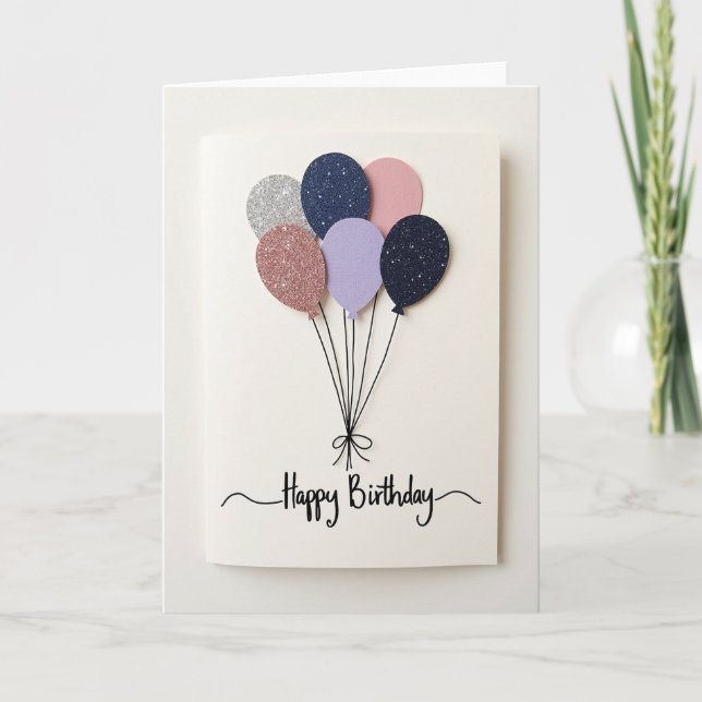 Tarjeta de Feliz Cumpleaños con Brillo (Anverso)