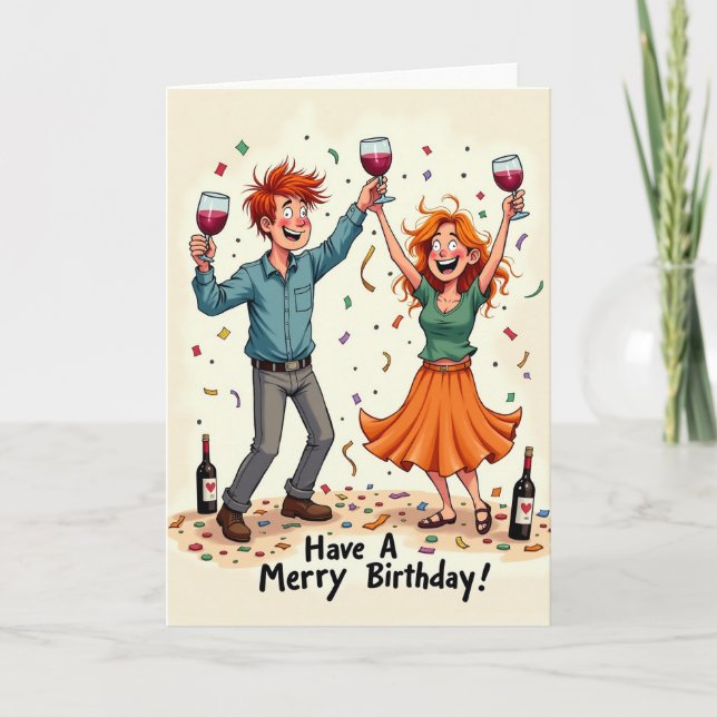 Tarjeta de Feliz Cumpleaños con Brindis (Anverso)