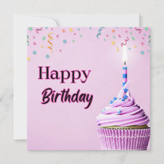 Tarjeta de Feliz Cumpleaños con Cupcake