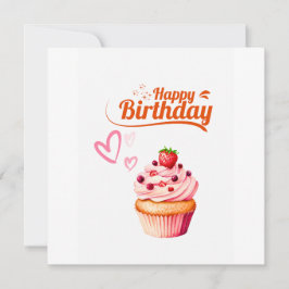 Tarjeta de Feliz Cumpleaños con Cupcake